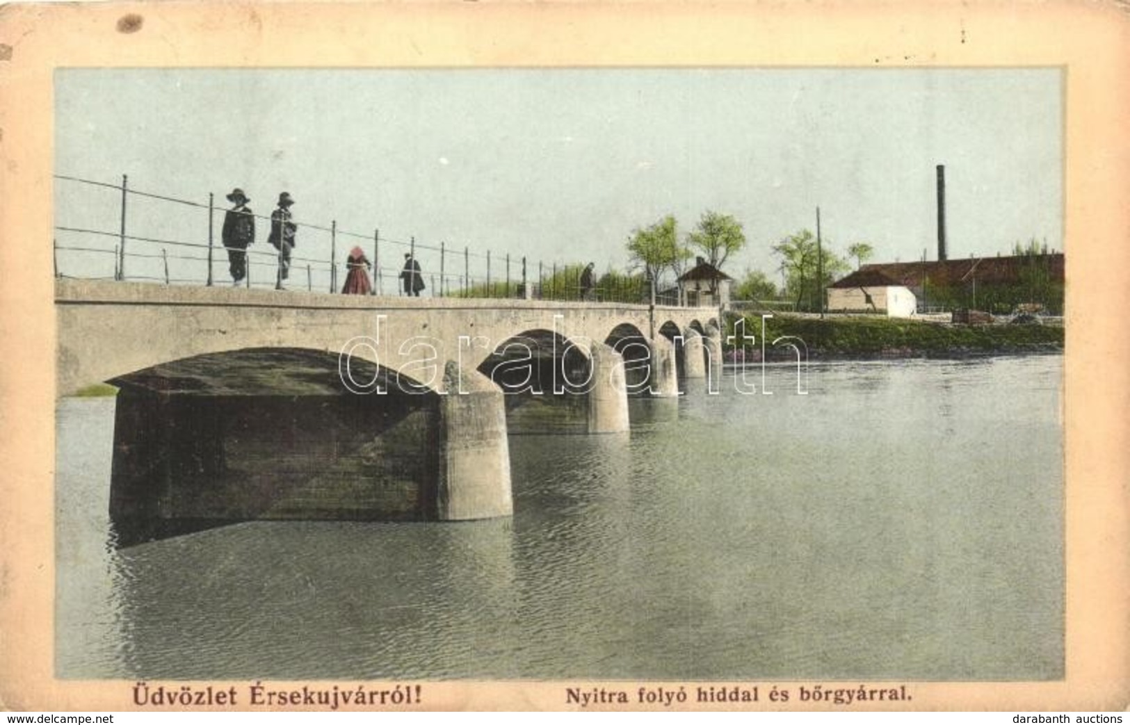 T2/T3 1914 Érsekújvár, Nové Zámky; Nyitra Folyó Híddal és Bőrgyárral, Kiadja Winter Emil / River With Bridge And Leather - Unclassified