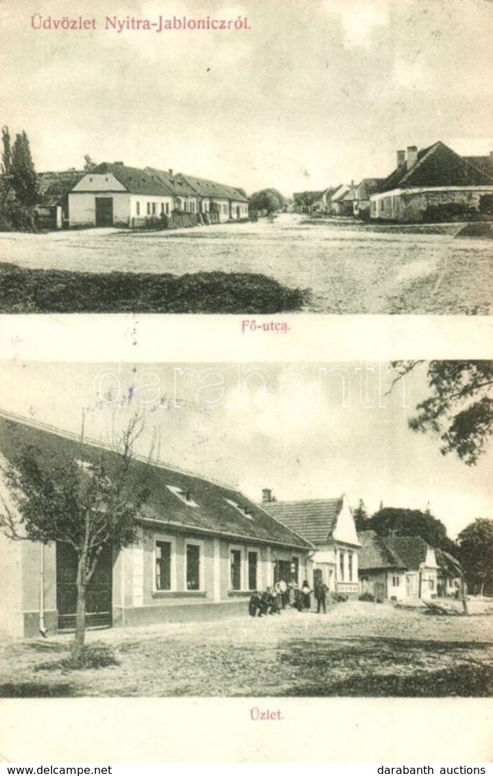 T2/T3 Jablánc, Nyitra-Jablonic, Jablonica; Fő Utca, üzlet. Kiadja Kaufmann Jakab / Main Street, Shop (EK) - Non Classés