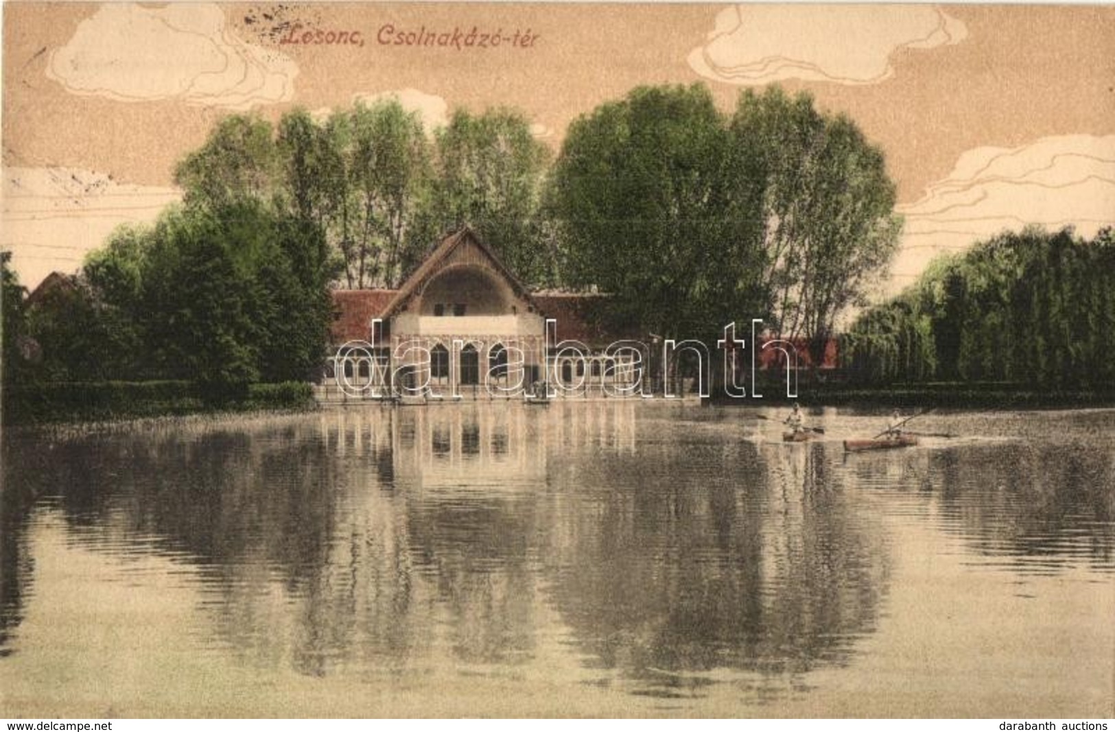 T2 Losonc, Lucenec; Csolnakázó (Csónakázó) Tér, Kiadja Kármán Zsigmond / Lake - Unclassified