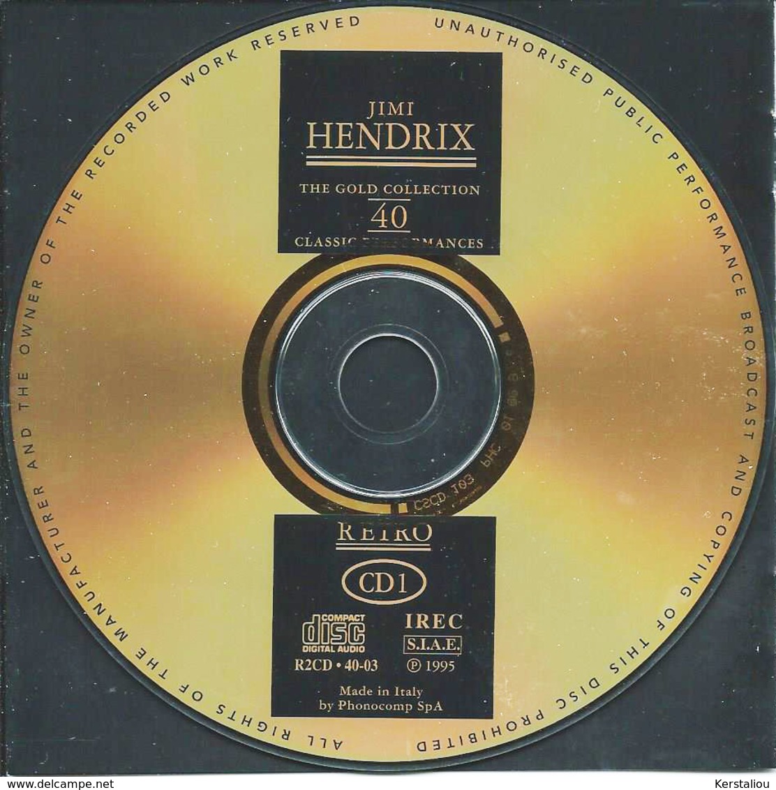 JIMI HENDRIX – THE GOLD COLLECTION 40 CLASSIC PERFORMANCES – 2 CD – 1995 – RETRO/IREC – Made In Italy - Rock