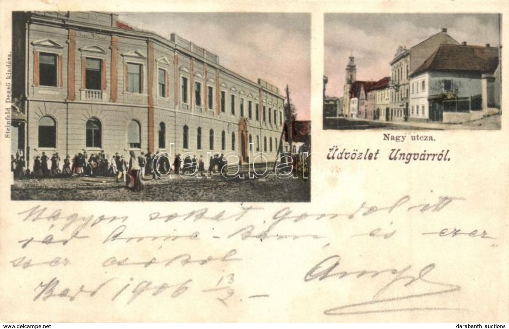 T2/T3 1906 Ungvár, Uzshorod, Uzhorod; Nagy Utca, Pénzügyi Palota. Kiadja Steinfeld Dezső / Street View, Palace Of Financ - Non Classés