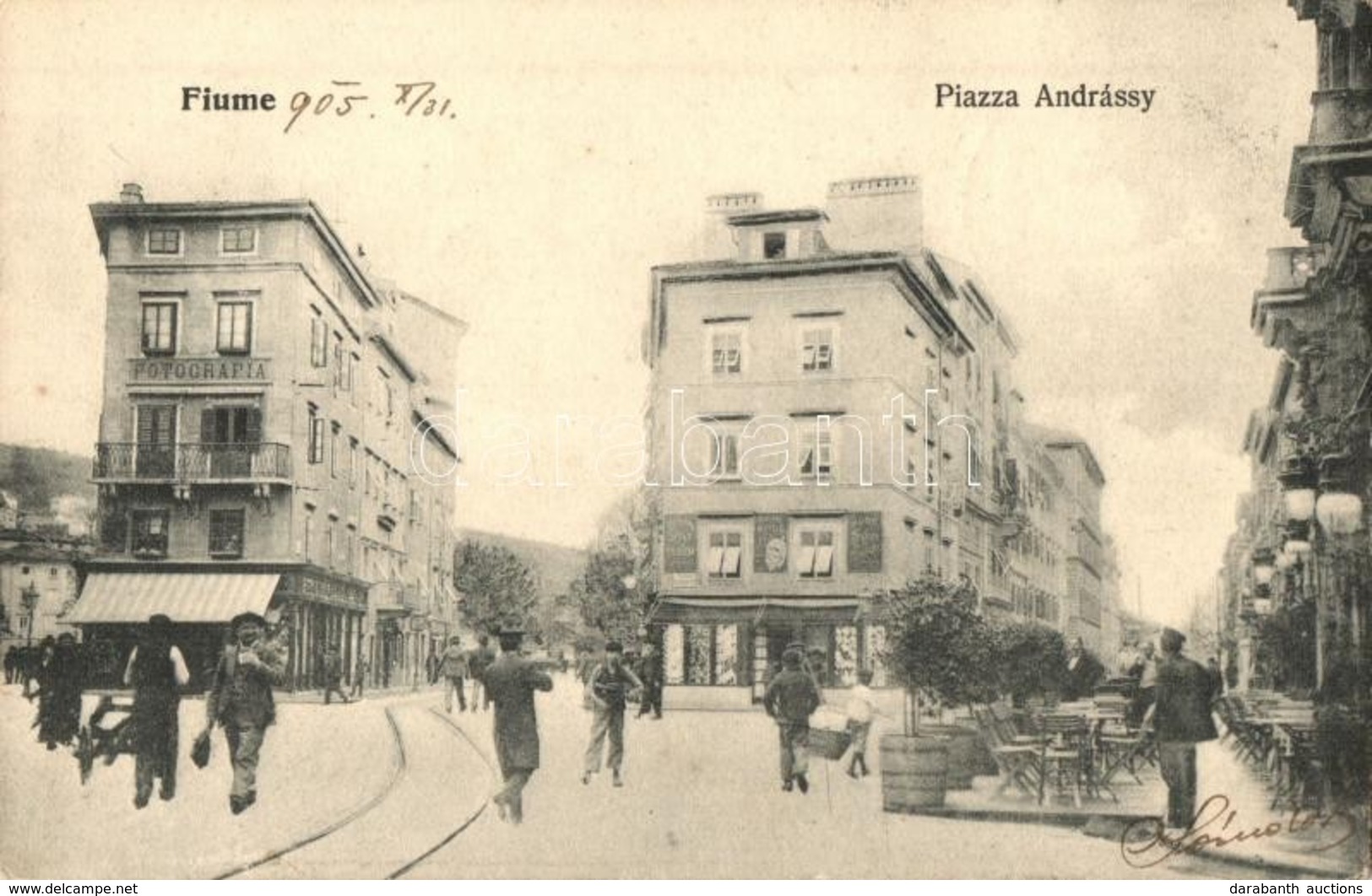 T2 1905 Fiume, Piazza Andrássy, Fotografia / Andrássy Tér, Fényképész / Square, Photographer - Non Classés