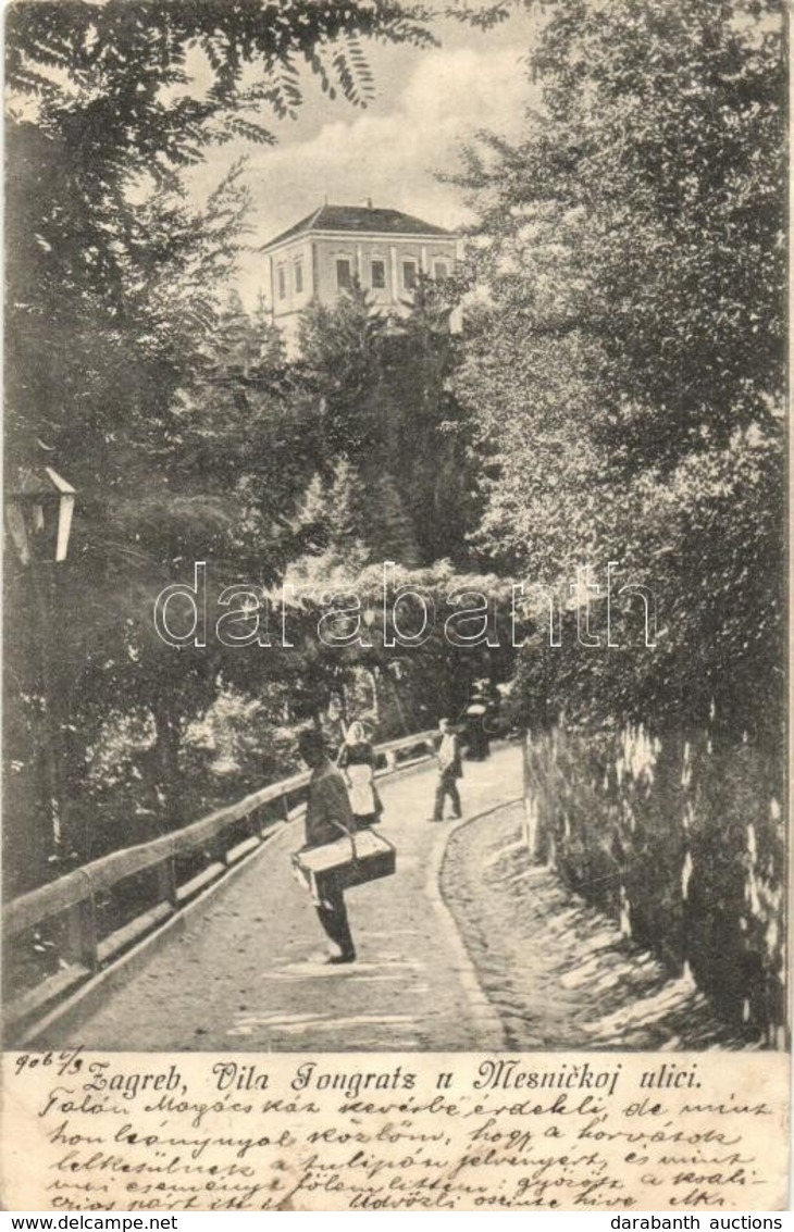T3 1906 Zagreb, Agram, Zágráb; Vila Pongratz U Mesnickoj Ulici / Pongrác Villa, út. Kiadja A. Brusine / Villa, Road (r) - Unclassified