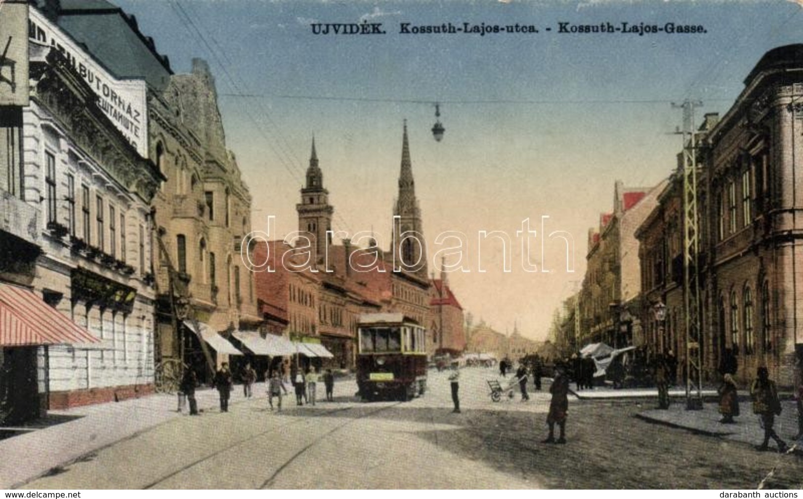* T2/T3 Újvidék, Kossuth Lajos Utca / Street, Church, Tram, Shops (EK) - Unclassified