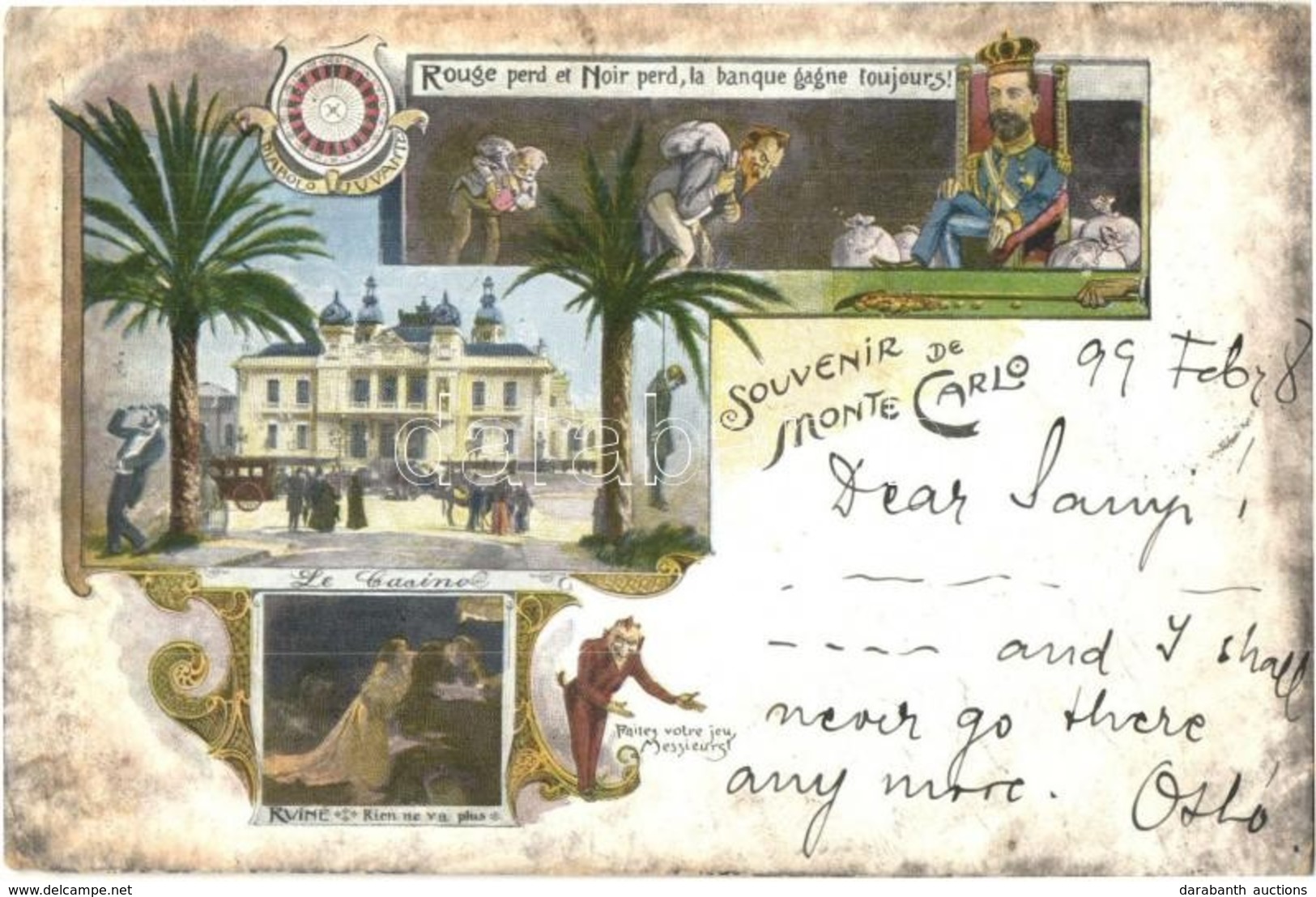 T2/T3 1899 Monte Carlo, Casino, Humour, Art Nouveau (EK) - Unclassified