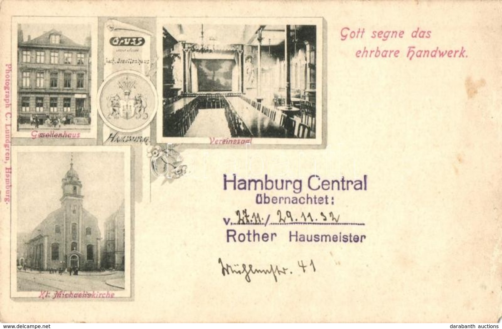 * T3/T4 Hamburg, Kl. Michaeliskirche, Vereinsaal, Gesellenhaus / Church, Restaurant Interior, Shop. Art Nouveau (Rb) - Unclassified