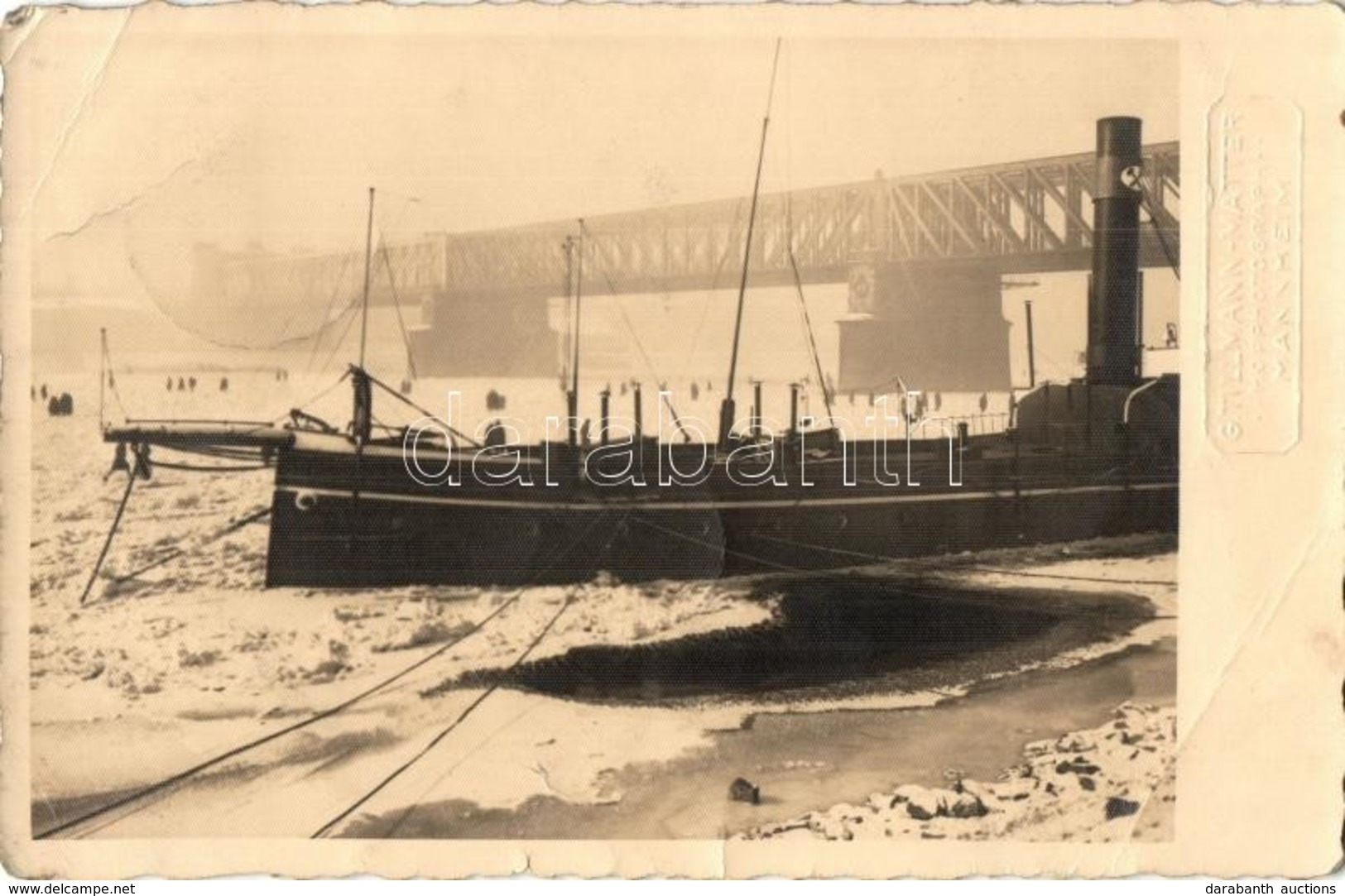 T3 1925 Mainz, Brücke, Schiff / Bridge, Steamship Stuck In Ice. G. Tillmann-Matter Photo (EB) - Non Classés