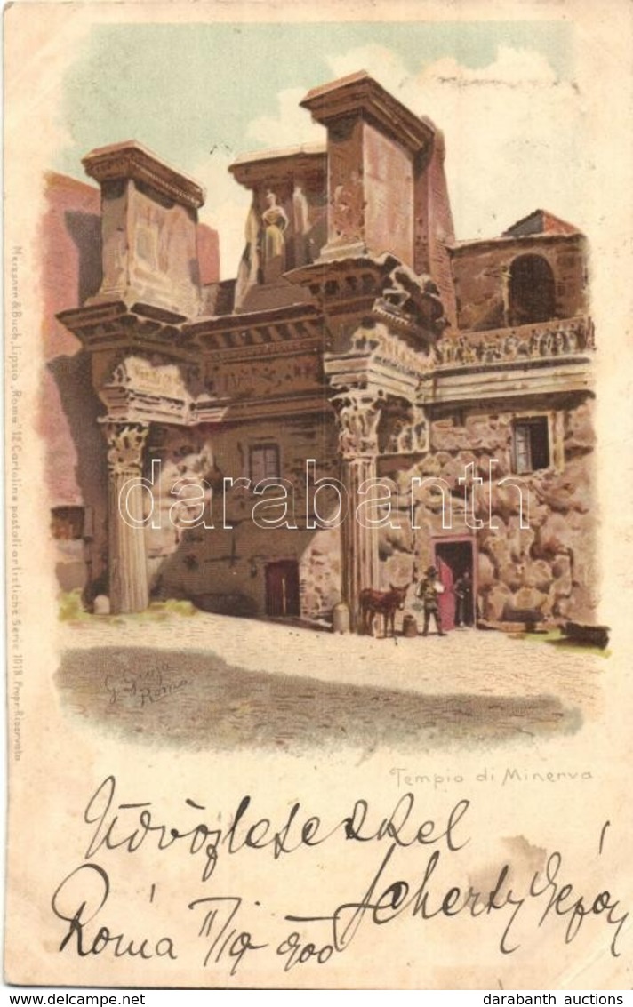 * T3 Rome, Roma; Tempel Der Minerva / Temple, Meissner & Buch 'Roma' 12 Künstler-Postkarten Serie 1018. Litho S: G. Gioj - Non Classés