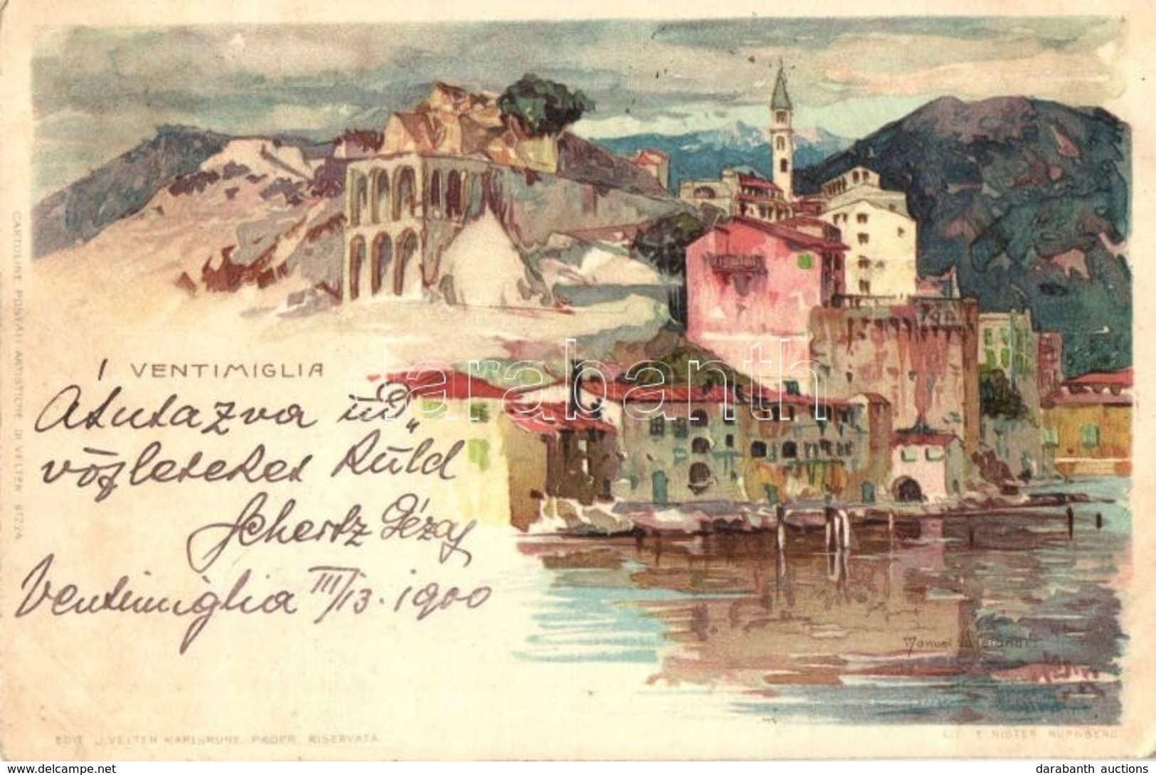 T3 Ventimiglia, Vintimille; E. Nister Cartoline Postale Artistiche Di Velten No. 224. Litho S: Manuel Wielandt (wet Dama - Non Classés