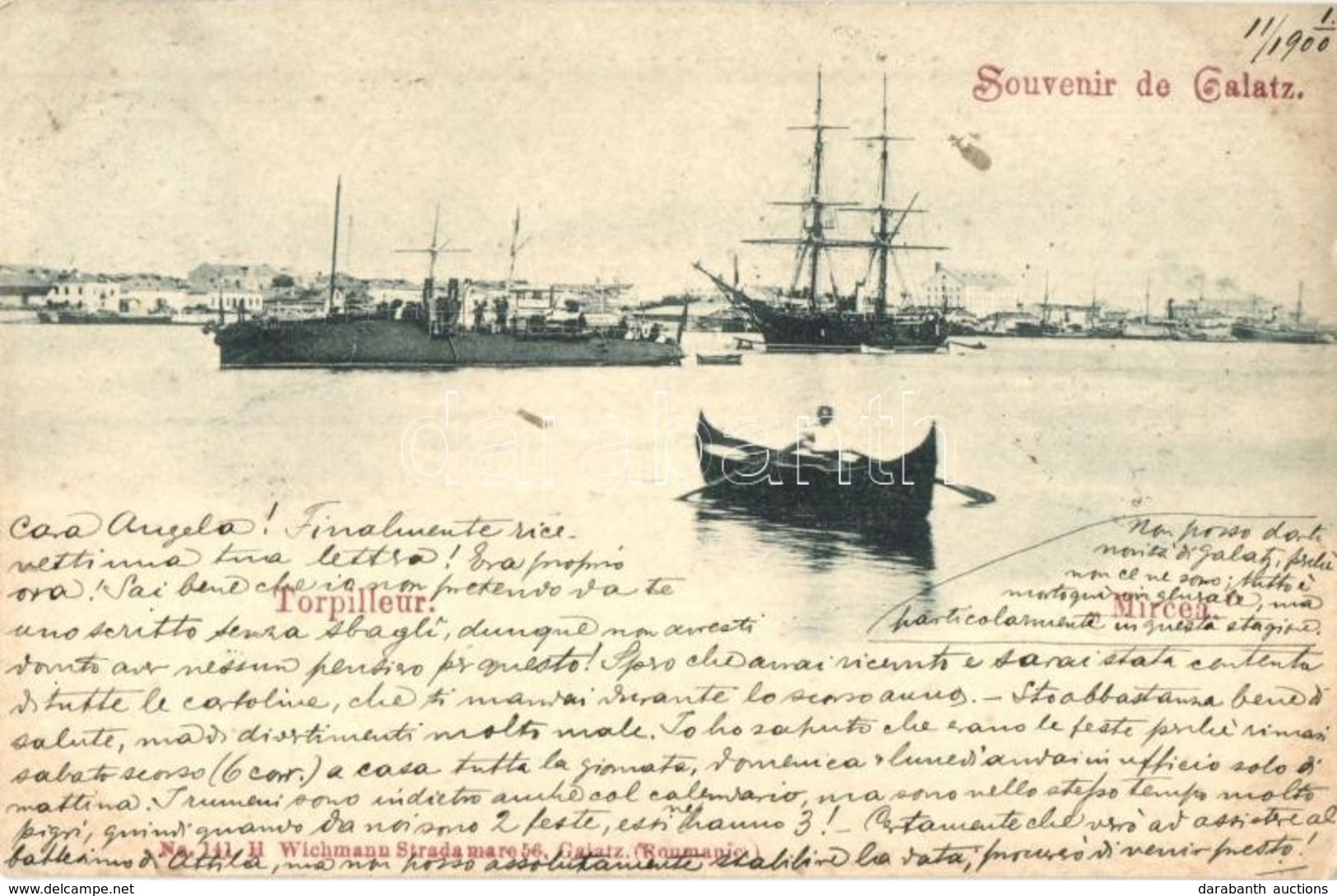 T2 1900 Galati, Galatz; Port, Torpedo Boat, Mircea Ship, H. Wichmann - Non Classés