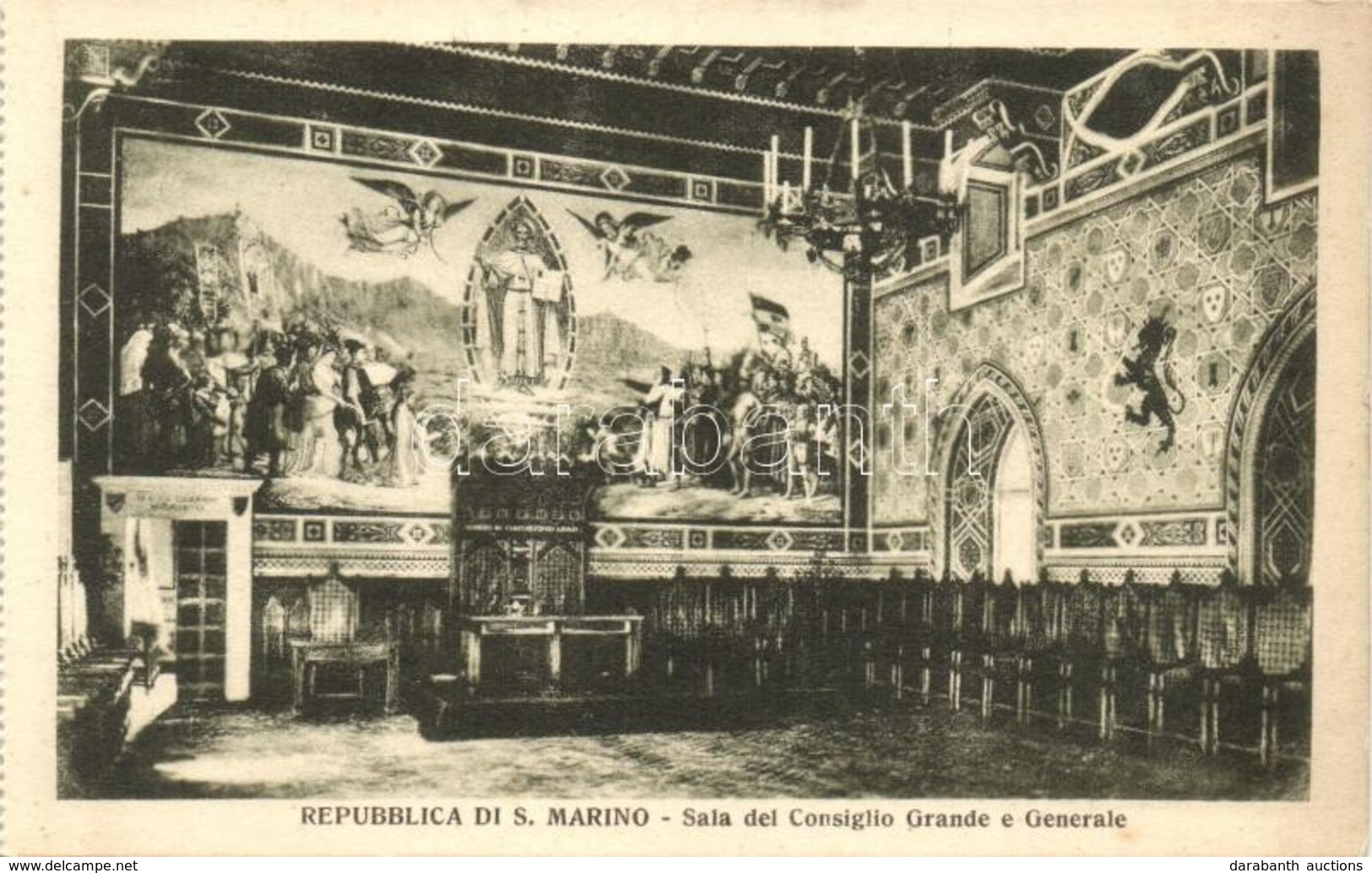 ** T2 San Marino, Sala Del Consiglio Grande E Generale / Hall Of The Great And General Council, Interior; From Postcard  - Non Classés