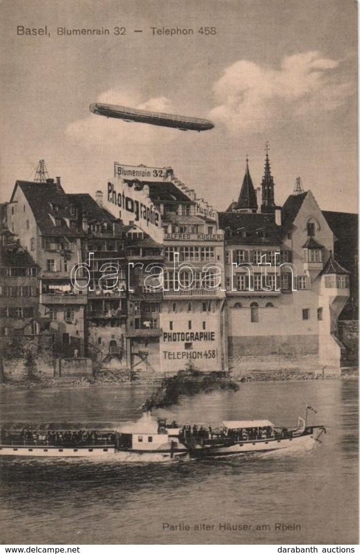 ** T2 Basel, Rhein Riverside, Alfred Kugler's Photographic Studio, Steamship, Airship - Non Classés