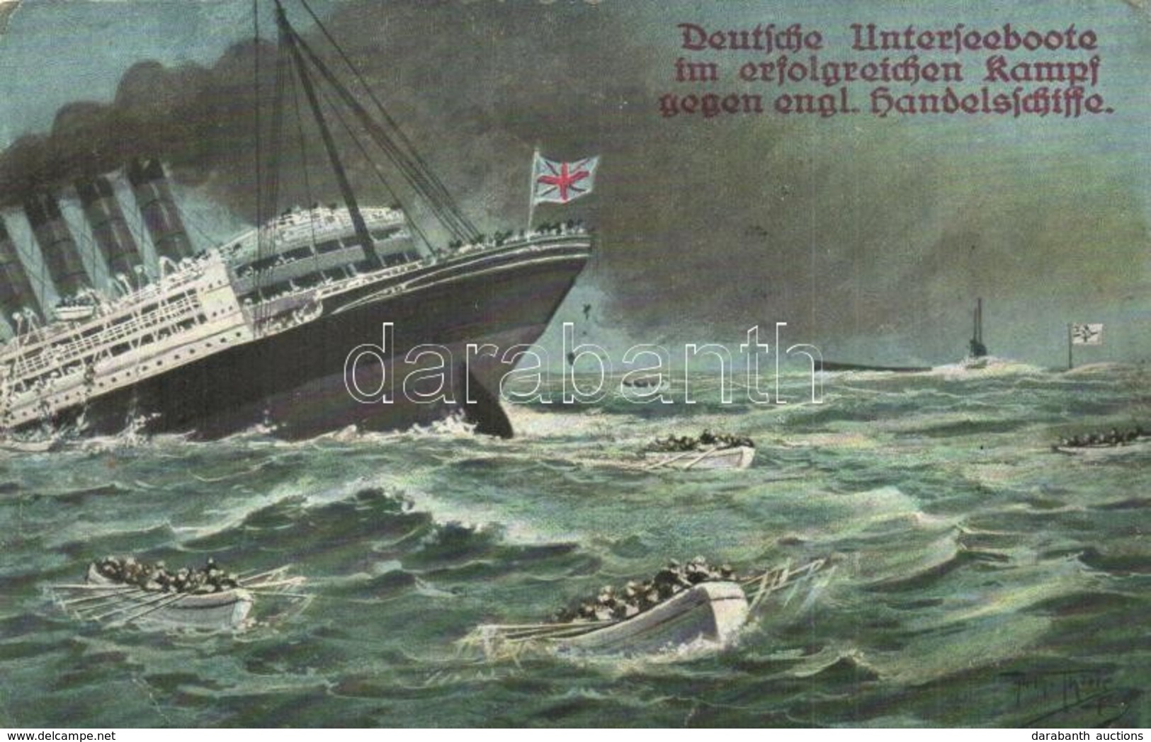 T2/T3 Deutsche Unterseebote Im Erfolgreichen Kampf Gegen Engl. Handelsschiffe / WWI Imperial German Navy Submarine Succe - Non Classés