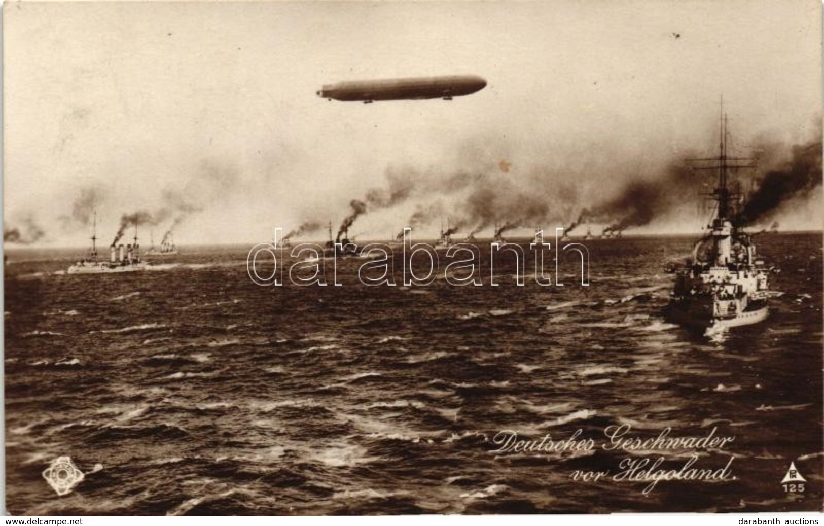 ** T1/T2 Deutsches Geschwader Vor Helgoland / German Navy, Squadron By Helgoland, Zeppelin Airship - Unclassified