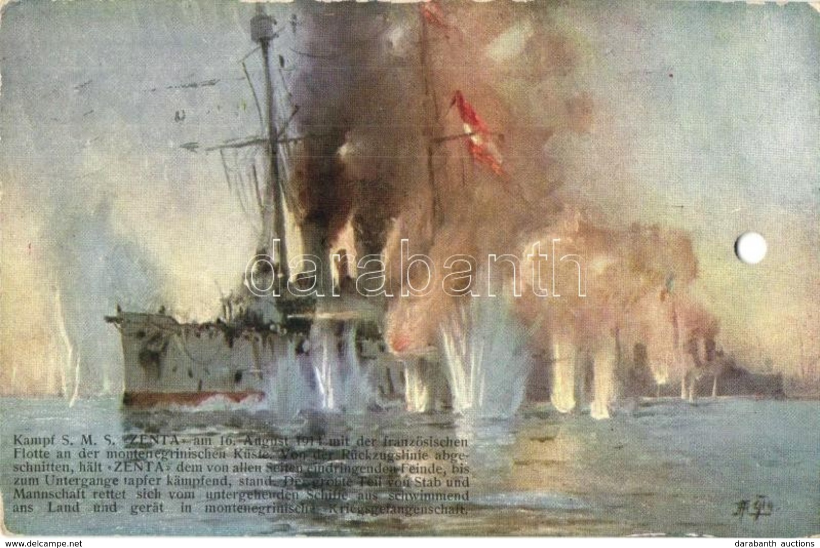 T4 Kampf SMS Zenta Am 16. August 1914 Mit Der Französischen Flotte An Der Montenegrischen Küste. K.u.K. Kriegsmarine. Of - Non Classés
