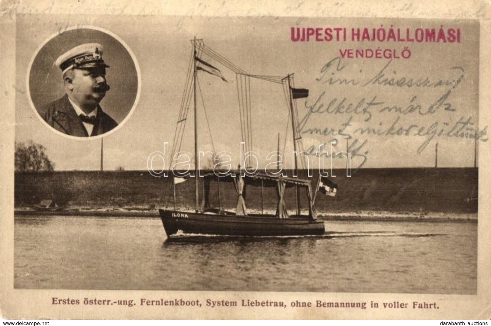 T2/T3 1912 Balaton, Az Első Osztrák-magyar Távkormányozható Csónak 'Ilona'. Liebetrau Renszerrel + Újpesti Hajóállomási  - Non Classés