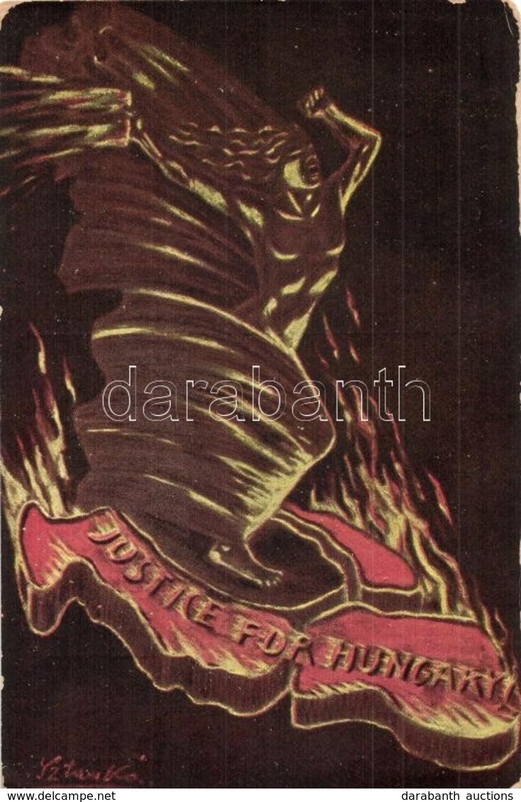 ** T2/T3 Justice For Hungary! Hungarian Irredenta Propaganda Art Postcard. S: Sztankó (EK) - Non Classés