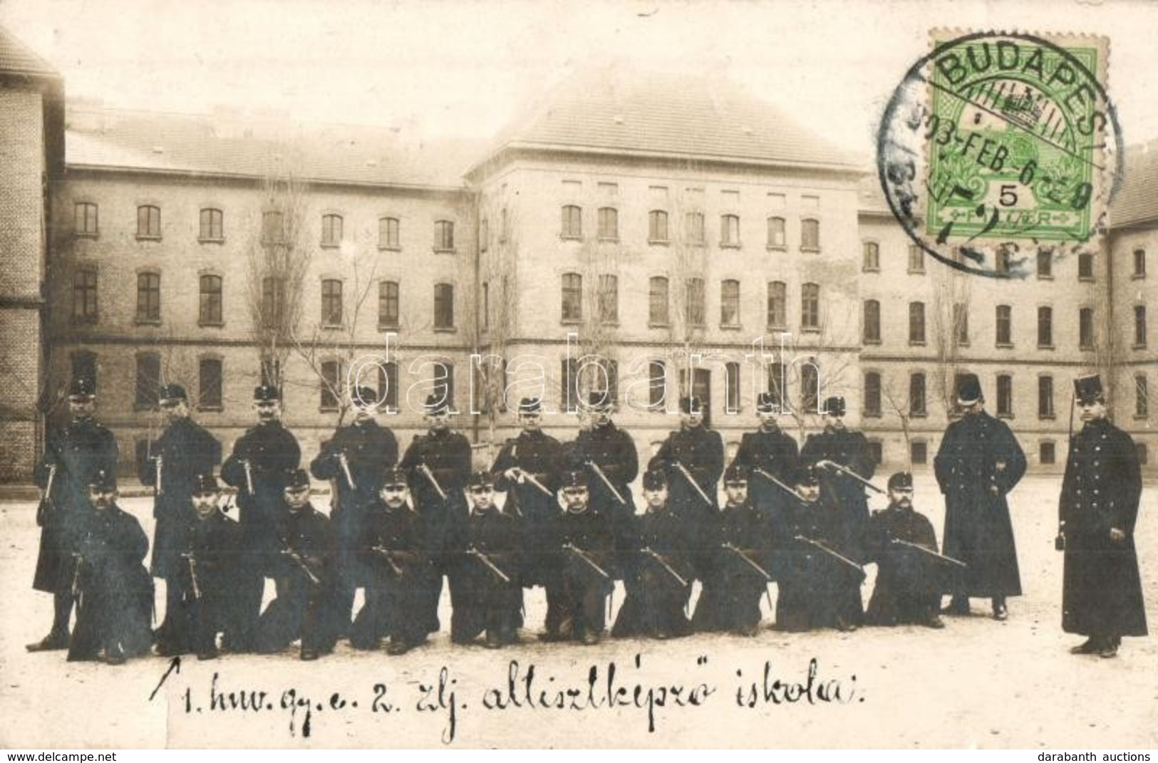 T2 1908 Budapest, 1. Honvéd Gyalogezred, 2 Zászlóalj Altisztképző Iskola, Katonák Csoportképe / Austro-Hungarian K.u.K.  - Non Classés