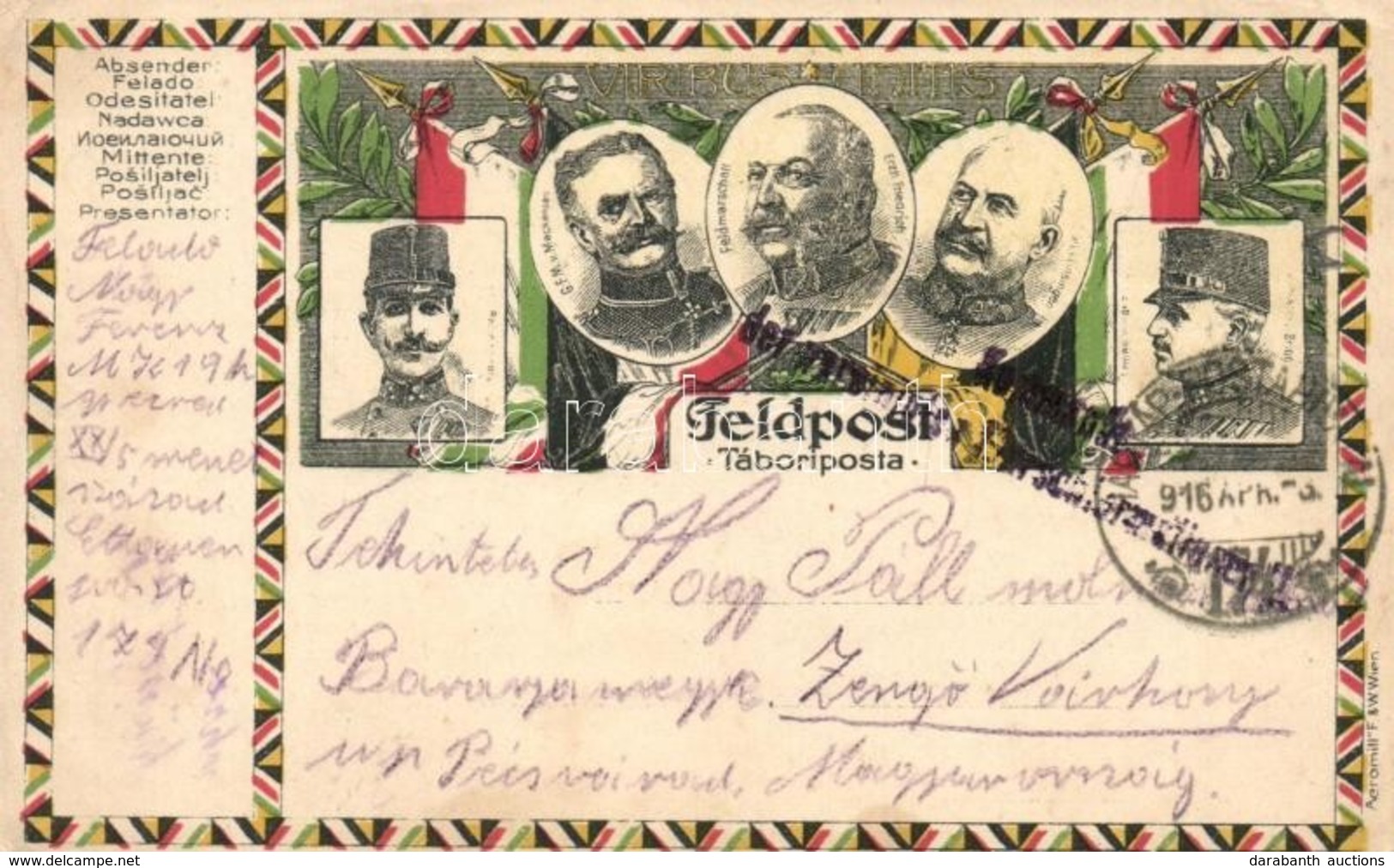 T2/T3 1916 Tábori Posta A Központi Hatalmak Katonai Vezéreivel; Borocvic Bonja, Erzherzog Eugen, Alexander Von Krobatin, - Non Classés