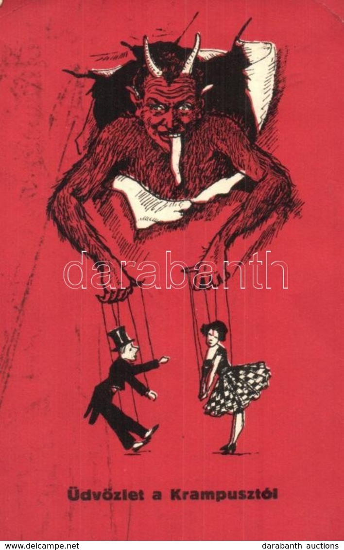 T2/T3 Üdvözlet A Krampusztól! / Krampus Pulling The Strings. C. H. W. VIII/2. 2503-23. (EK) - Non Classés