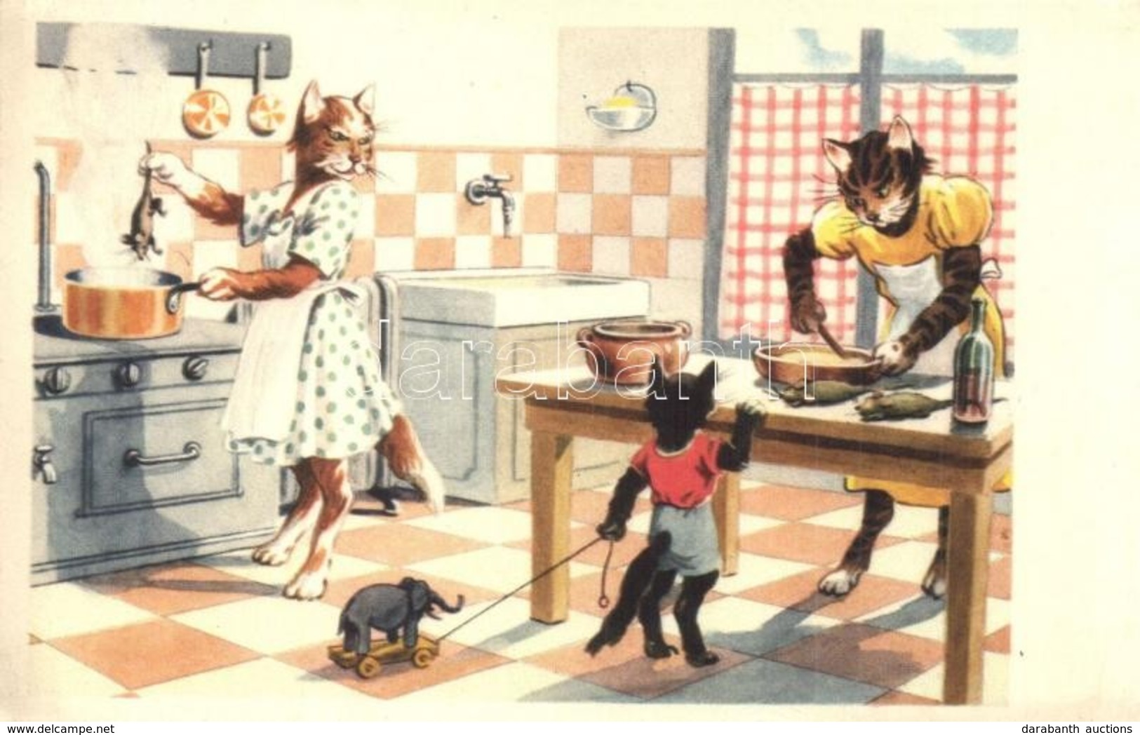 T2/T3 Cooking Cats, Humorous Art Postcard, AD 3026. (EK) - Non Classés