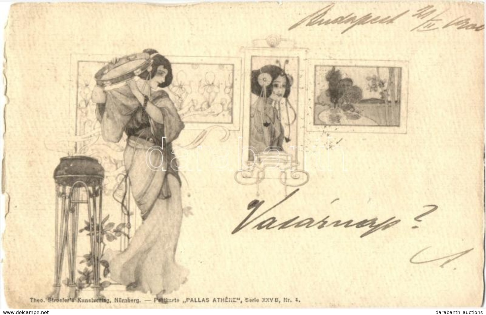 T2/T3 Art Nouveau Postcard. Theo. Stroefer's Kunstverlag Postkarte 'Pallas Athéne' Serie XXV. B, Nr. 4. (EK) - Non Classés