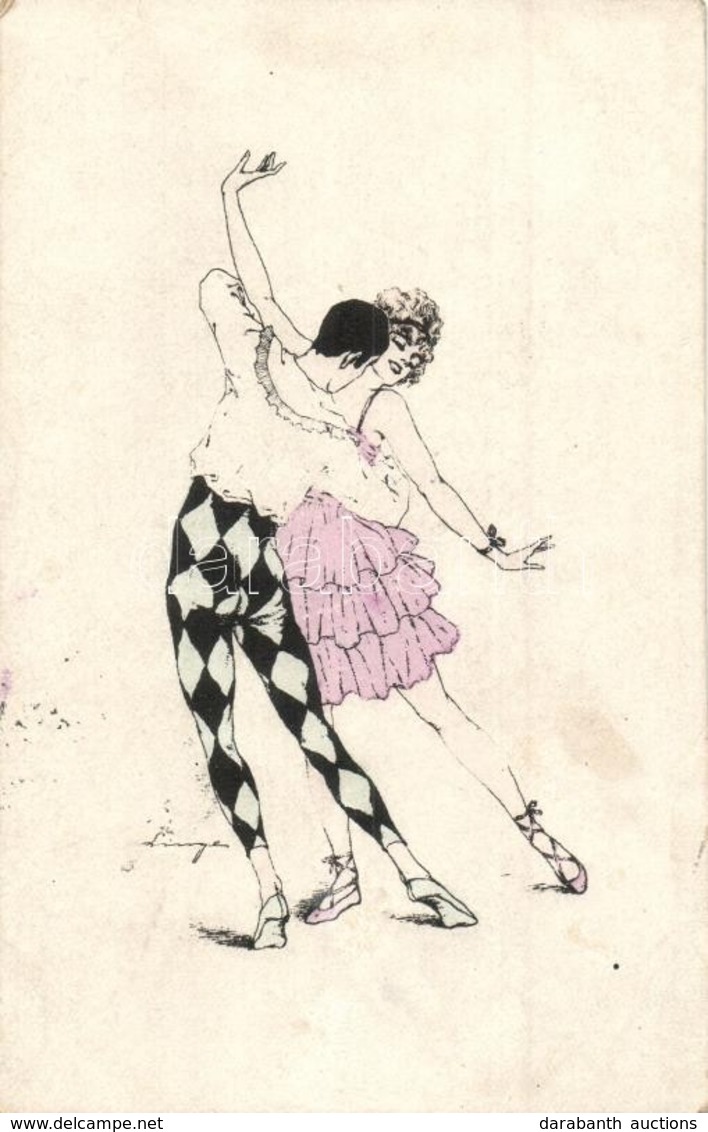 * T2/T3 Circus Couple Dancing. 3220. Art Postcard S: Linger (apró Szakadás / Tiny Tear) - Unclassified