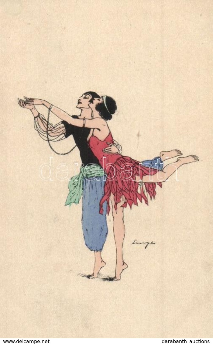 * T2 Circus Couple Dancing. 3220. Art Postcard S: Linger - Non Classés