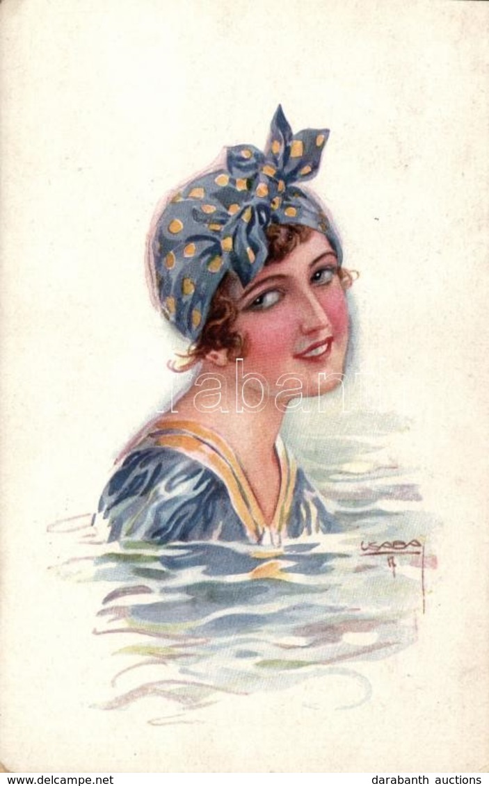 * T2 Italian Art Postcard, Bathing Lady, Erkal No. 327/6. S: Usabal - Unclassified