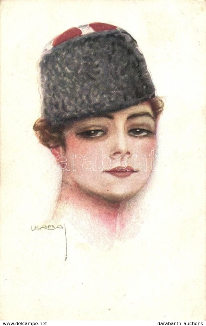 T3 Italian Art Postcard, Lady In Soldiers Hat, P.F.B. No. 3892/4, S: Usabal - Non Classés