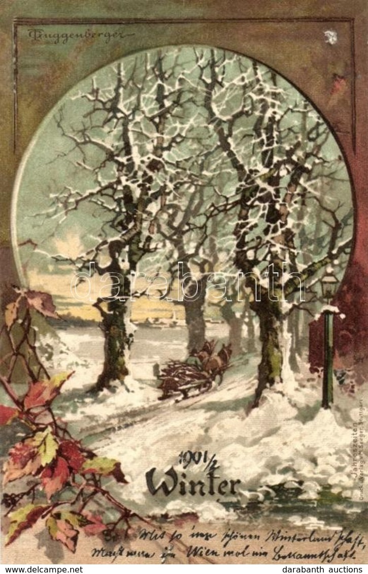 ** T4 1901 Winter; Landscape, M. Seeger's Jahreszeiten, Litho S: T. Guggenberger (pinhole) - Non Classés
