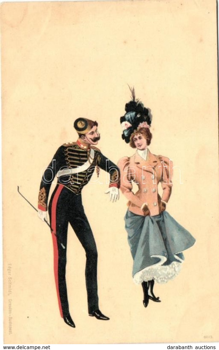 ** T3 Lady And Soldier, Art Postcard, Edgar Schmidt, Litho (wet Corner) - Non Classés