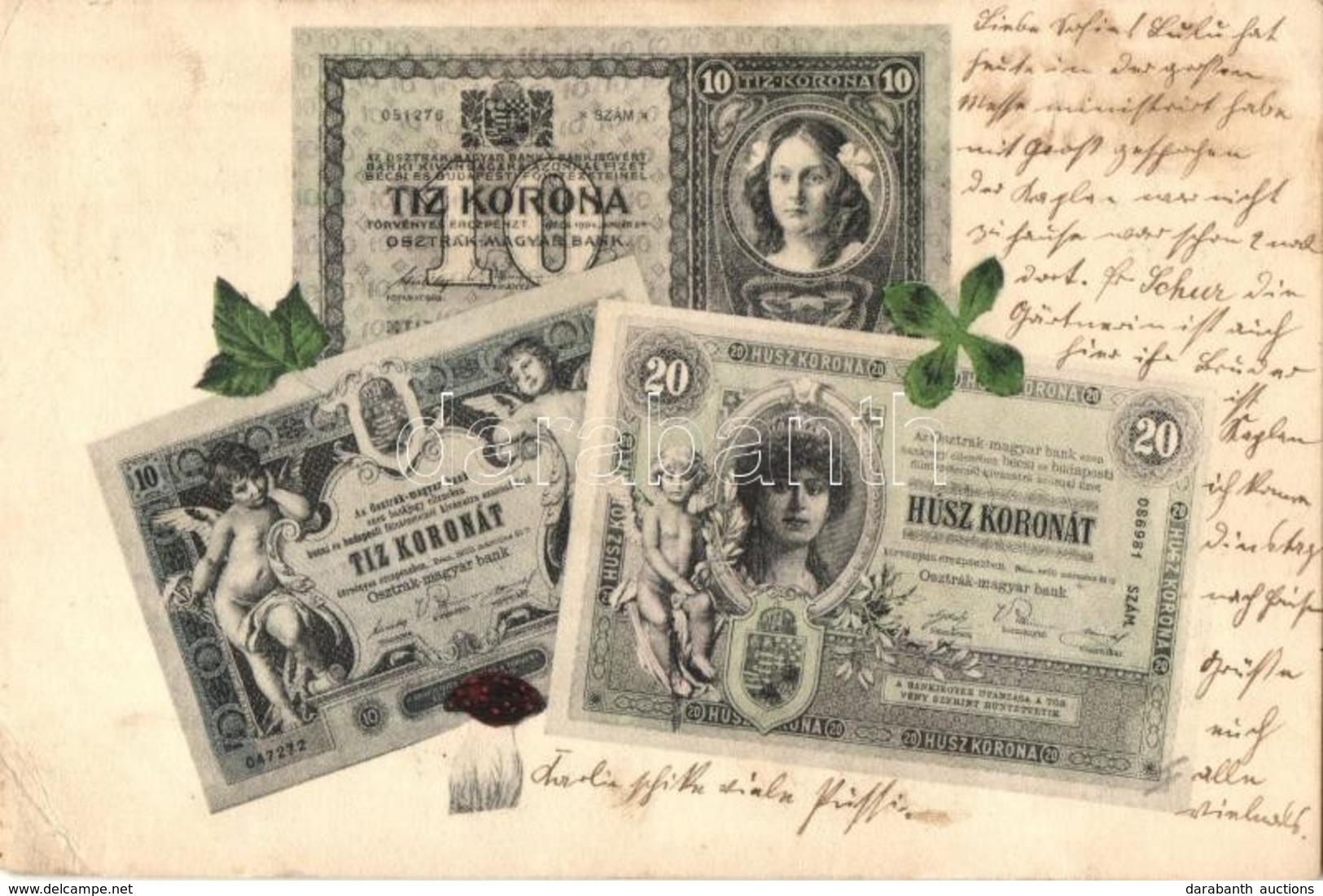T2/T3 Tíz Korona, Húsz Korona / Hungarian Banknotes With Mushroom And Clover (EK) - Sin Clasificación