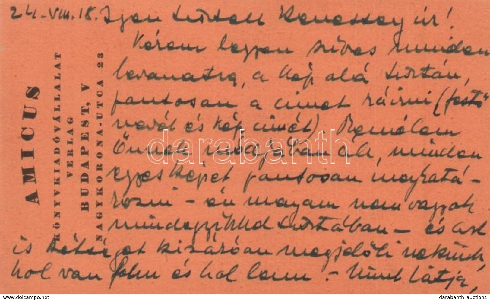 * T2 Amicus Könyvkiadó Vállalat Reklámlapja. Budapest V. Nagykorona Utca 23. (ma Hercegprímás Utca) / Hungarian Publishi - Non Classés