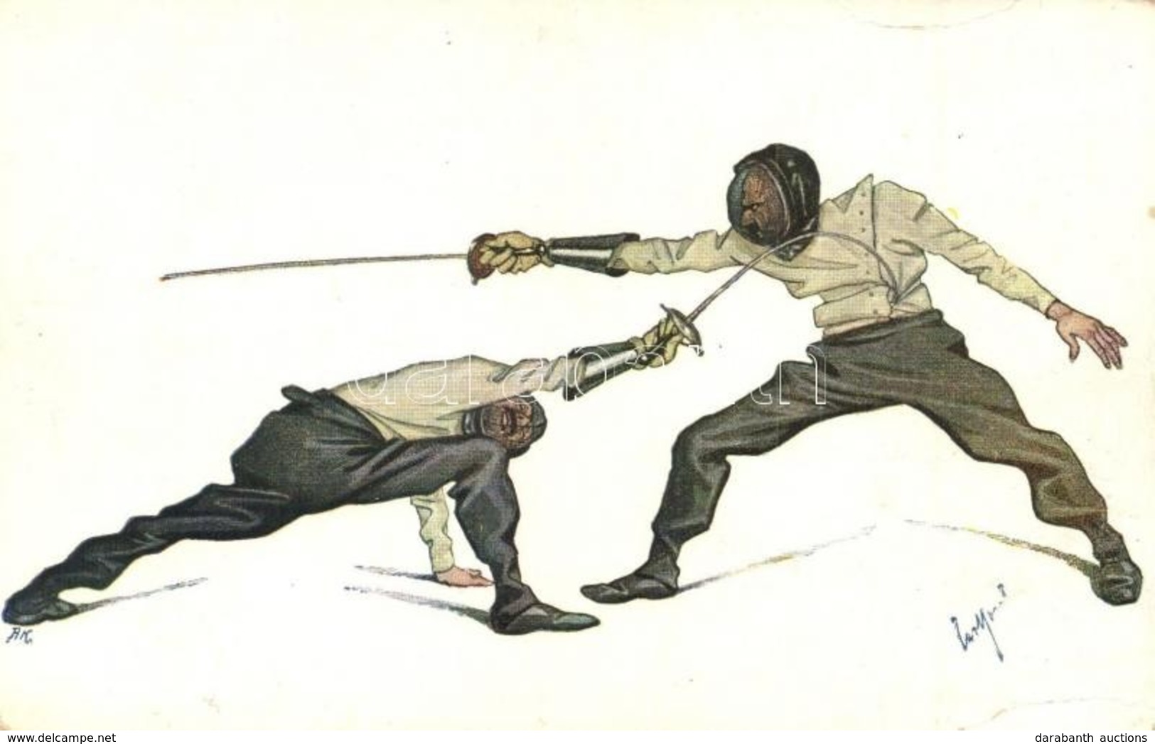 ** T2/T3 Fencing Art Postcard. B. K. W. I. 266-5. S: Carl Josef (EK) - Non Classés