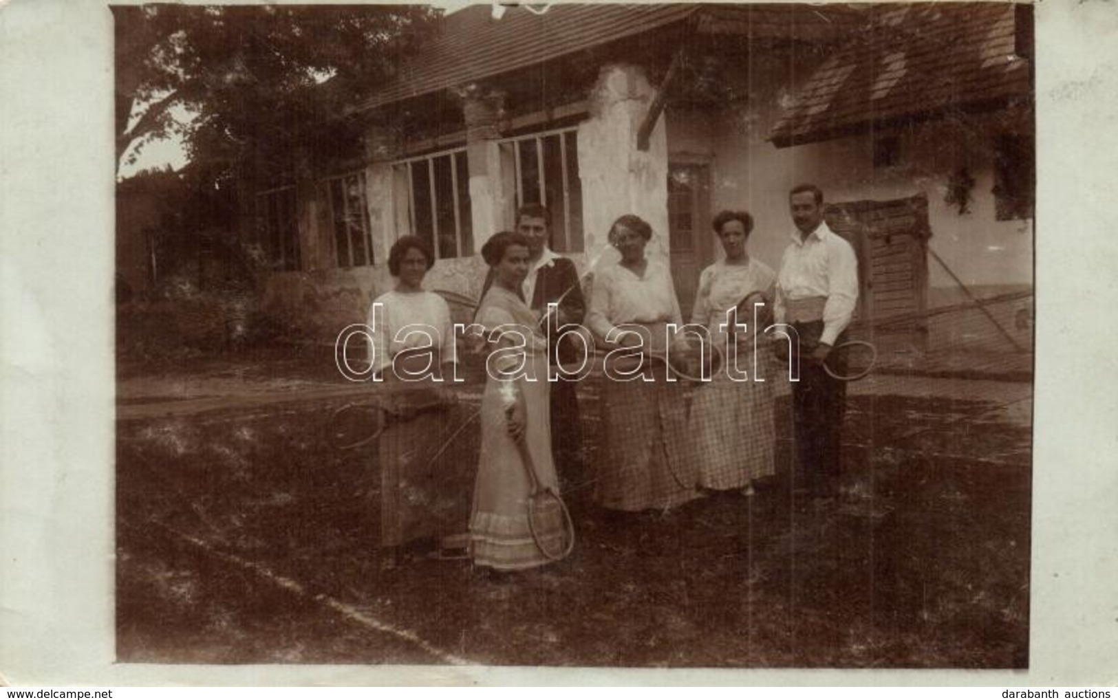 ** T2/T3 Teniszező Férfiak és Nők Csoportképe / Tennis Court With Tennis Players, Photo (fa) - Unclassified