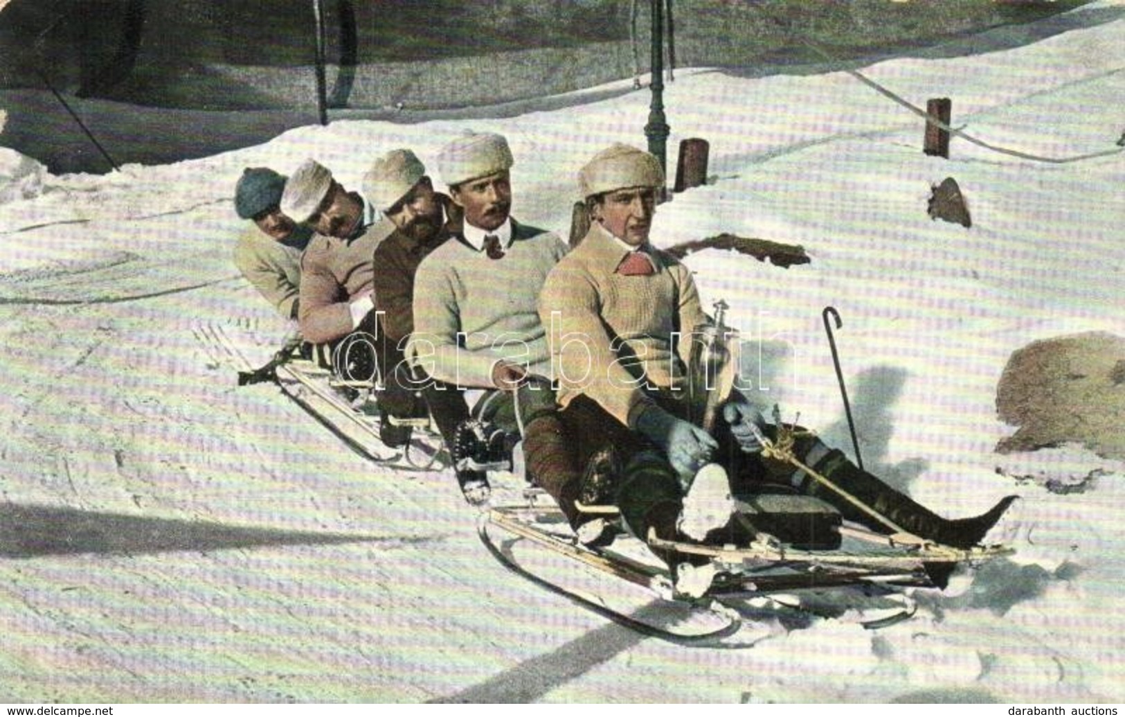 T2/T3 1908 Sport D'hiver / Wintersport, 5er Bobschlitten / Winter Sport, Bobsleigh, Sledding People. Series 1142. 4. (EK - Non Classés