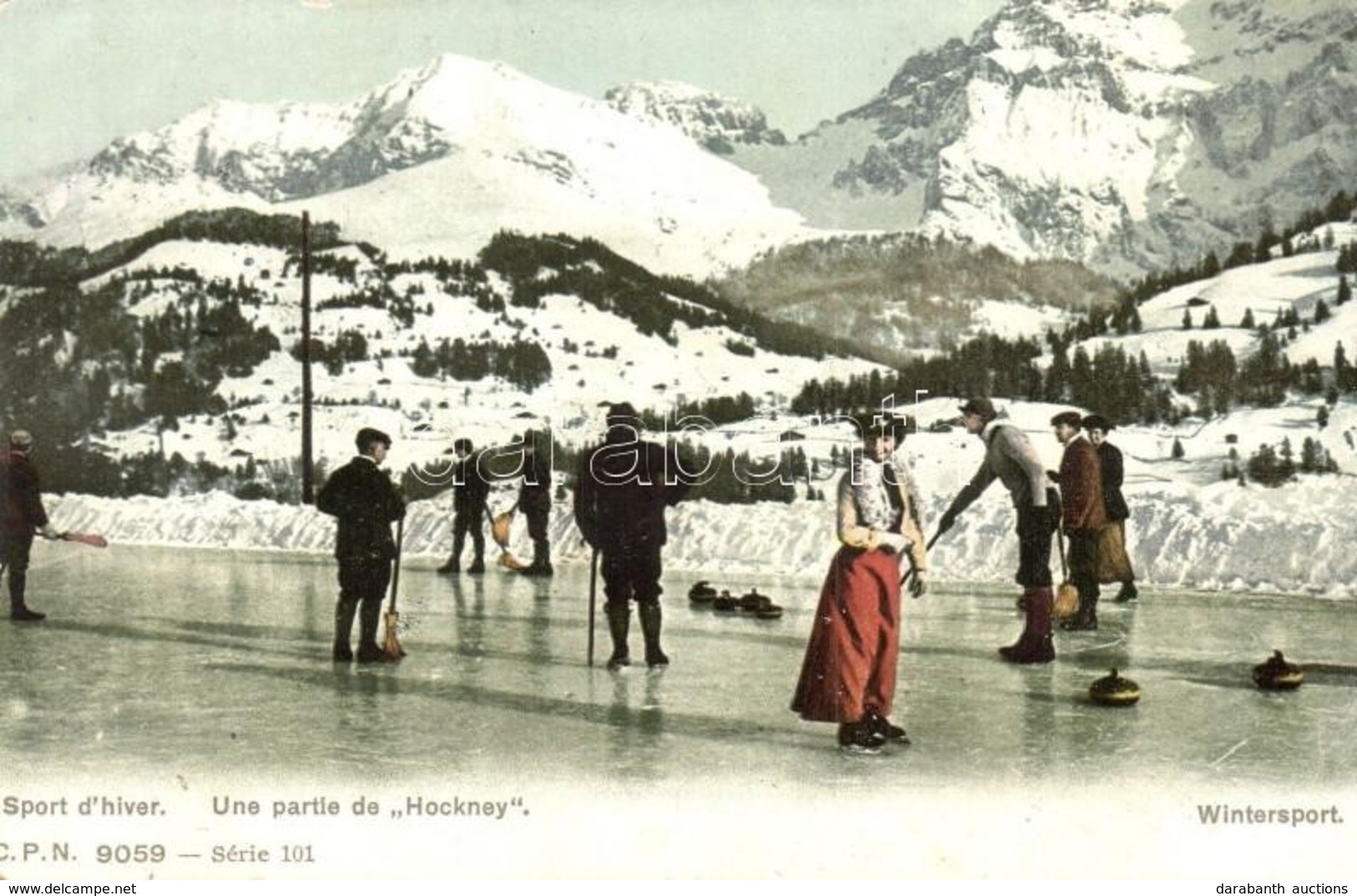 * T2/T3 Sport D'hiver. Une Partie De Hockney / Winter Sport, Ice Skating, Curling. C. P. N. 9059. Serie 101. (EK) - Non Classés