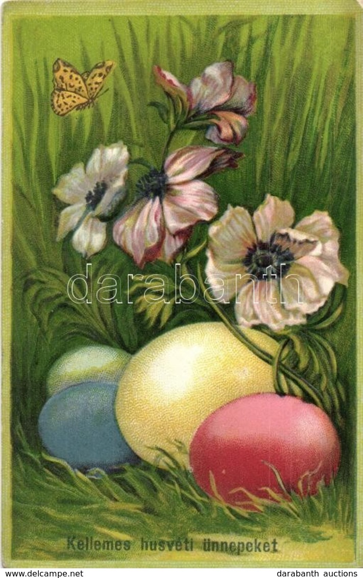 ** T4 Kellemes Húsvéti ünnepeket / Easter Greeting Card, Litho  (pinhole) - Unclassified