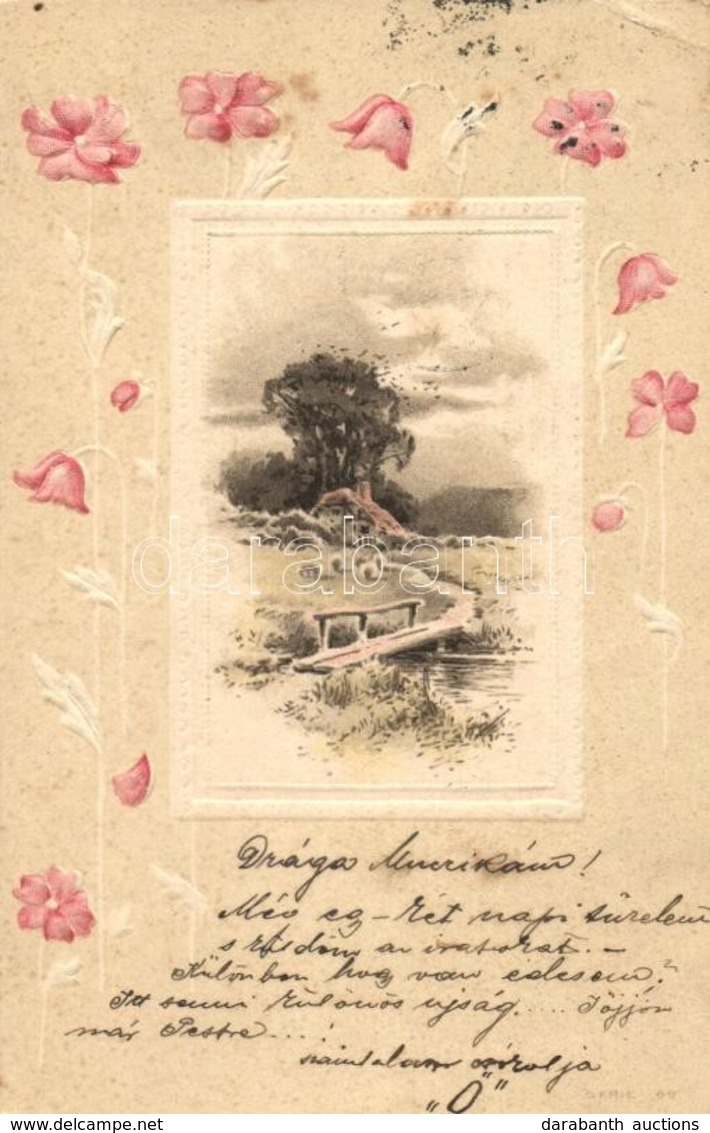 T3 Landscape, Floral Greeting Card, Emb. Litho (EK) - Non Classés