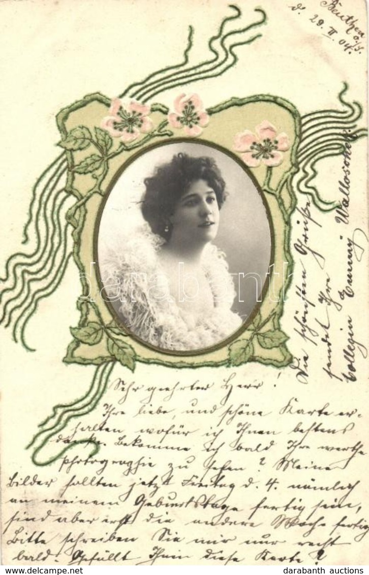 T3 Lady, Art Nouveau Greeting Card, Wezel & Naumann S. 371. Emb. (fa) - Non Classés