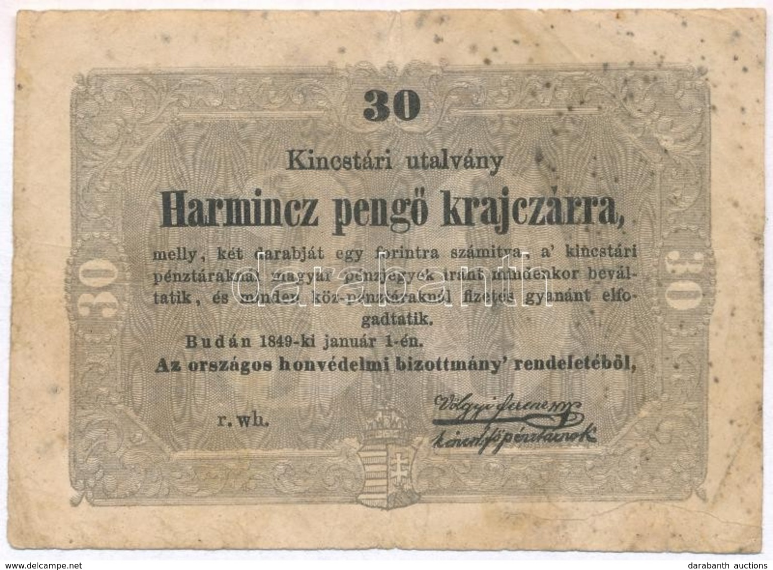 1849. 30kr 'Kossuth Bankó' T:III,III- Fo., Tűly.
Adamo G103 - Non Classés