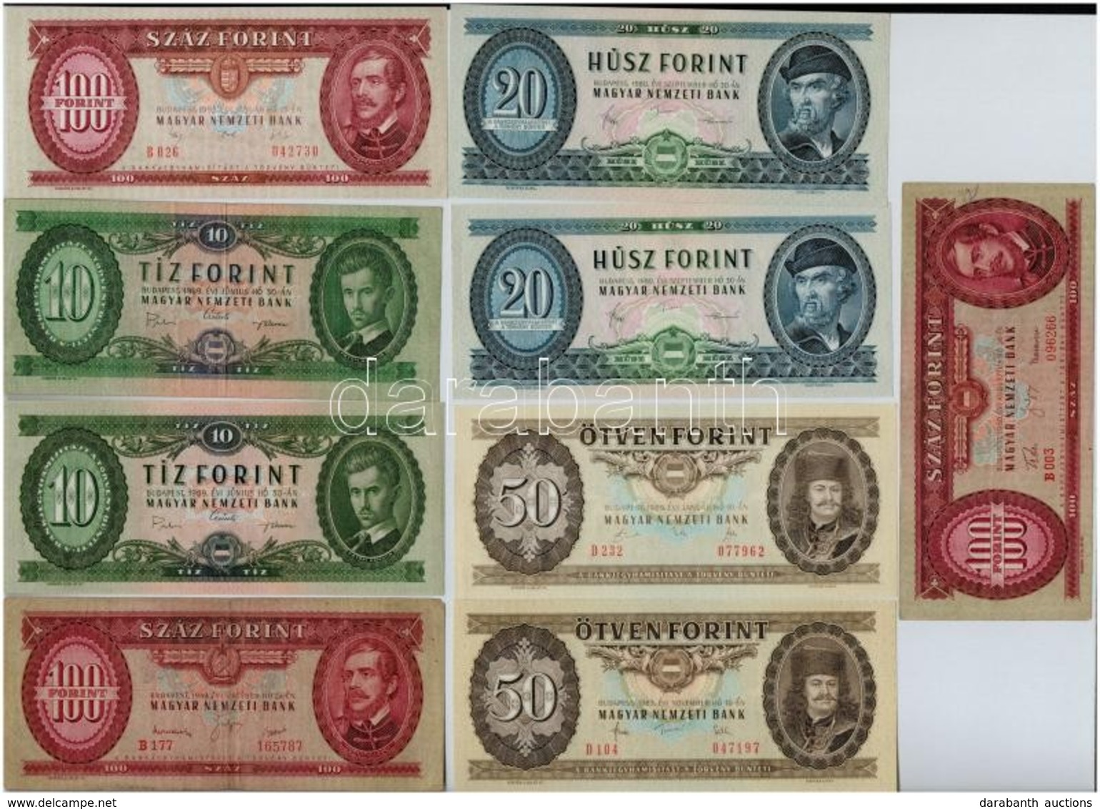 9db-os Vegyes Magyar Forint Bankjegy Tétel, Közte 1949. 100Ft T:I-III - Non Classés