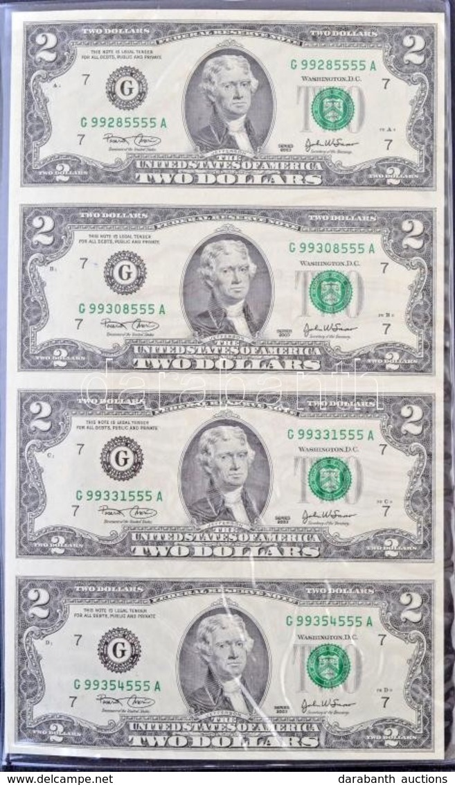 Amerikai Egyesült Államok 2003. 2$ 'Rosario Marin - John William Snow' (4x) Zöld Pecséttel, Hajtatlan ívben, 'World Rese - Non Classés