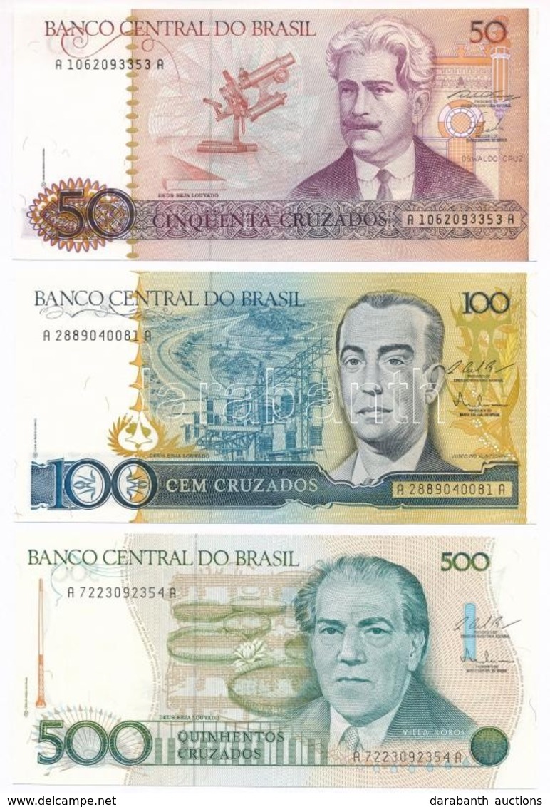 Brazília 1986. 50C + 500C + 1987. 100C T:I
Brazil 1986. 50 Cruzados + 500 Cruzados + 1987. 100 Cruzadis C:UNC - Non Classés