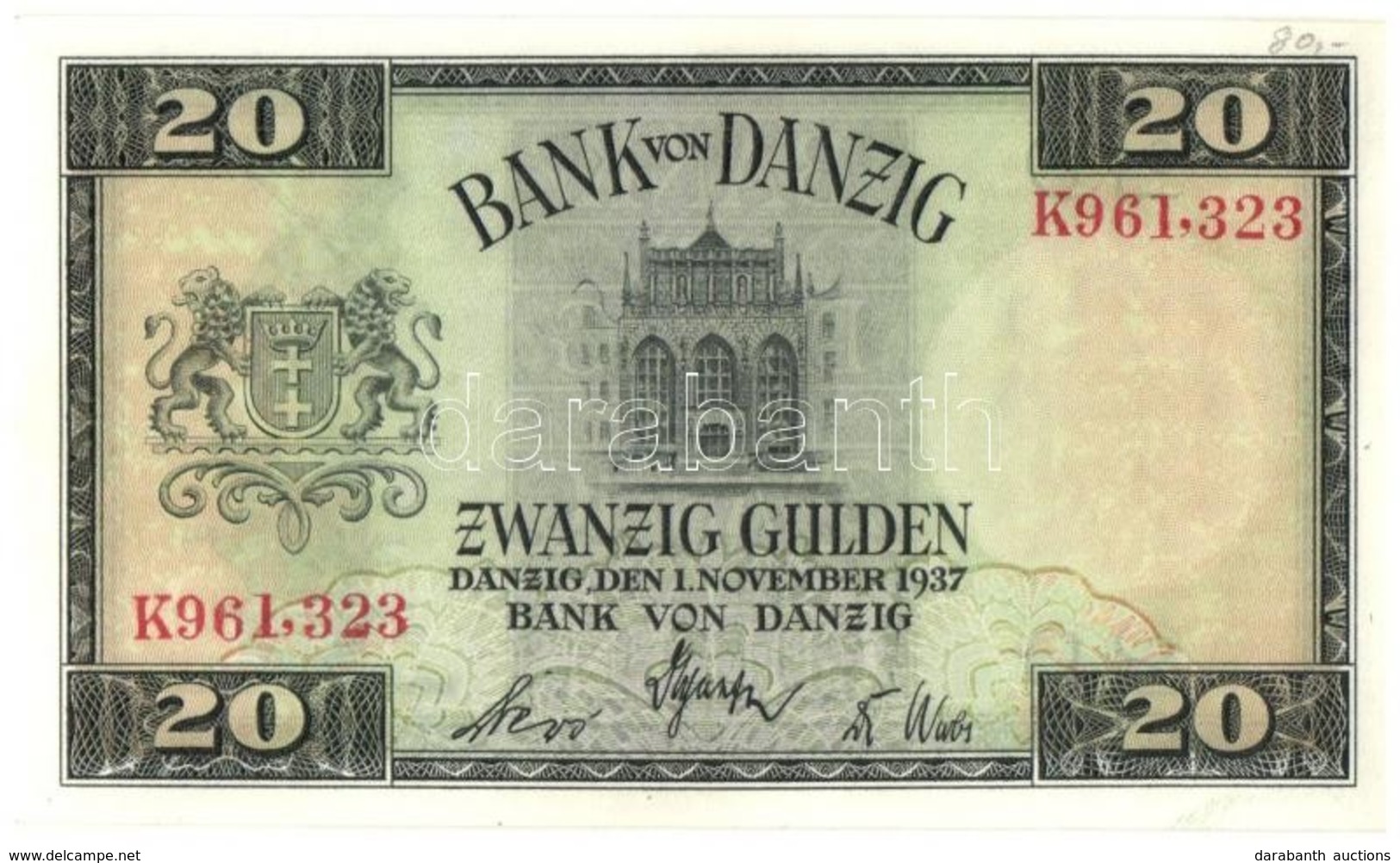 Danzig 1937. 20G T:I
Danzig 1937. 20 Gulden C:UNC
Krause 63 - Non Classés