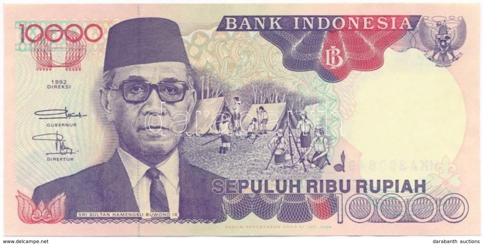 Inodnézia 1992. 10.000R T:I-
Indonesia 1992. 10.000 Rupiah C:AU - Non Classés