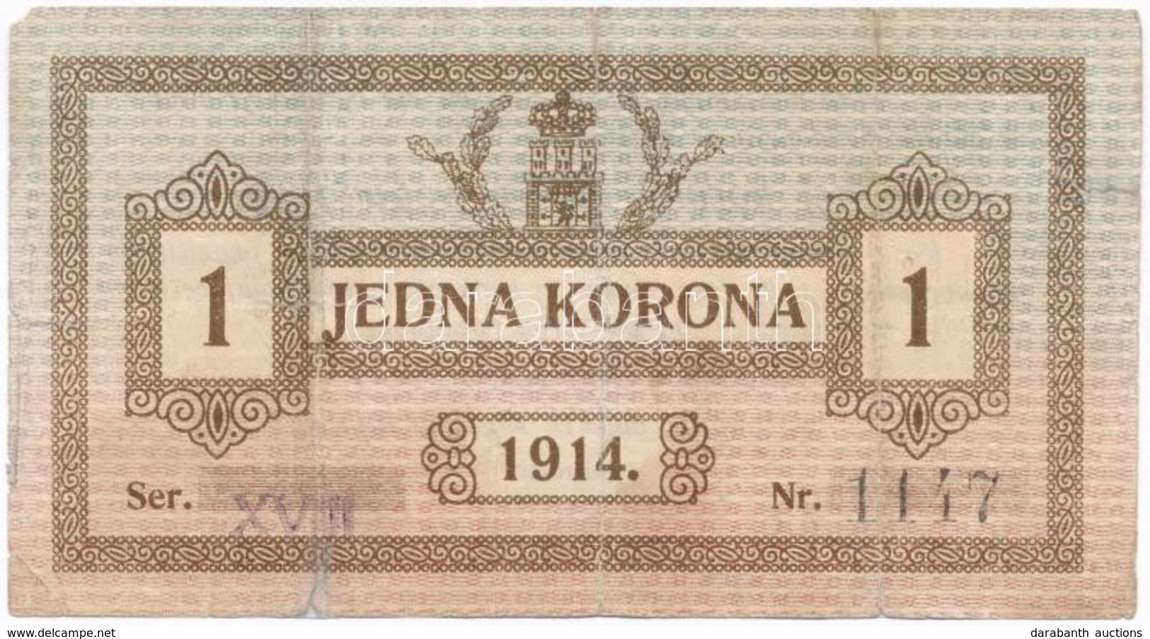 Lengyelország / Galícia / Lwów 1914. 1K T:III- Ragasztás 
Poland / Galicia / Lwów 1914. 1 Korona C:VG Sticked - Non Classés