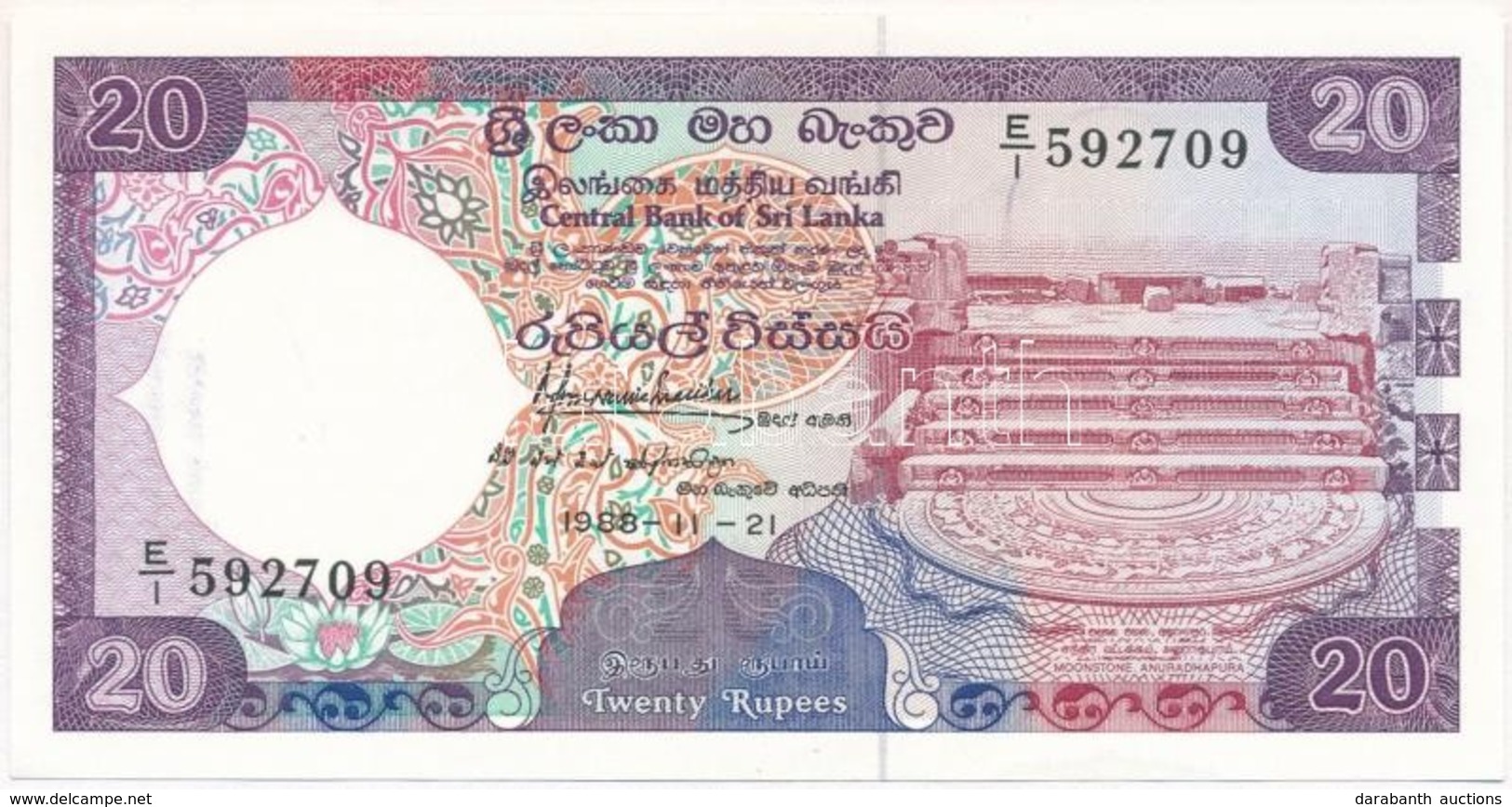 Sri Lanka 1988. 20R T:I
Sri Lanka 1988. 20 Rupees C:UNC
Krause 97.a - Non Classés