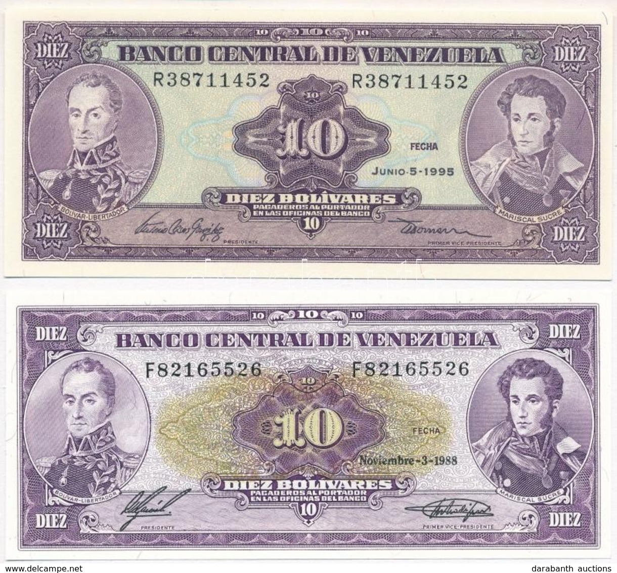 Venezuela 1988. 10B + 1995. 10B T:I
Venezuela 1988. 10 Bolivares + 1995. 10 Bolivares C:UNC - Non Classés